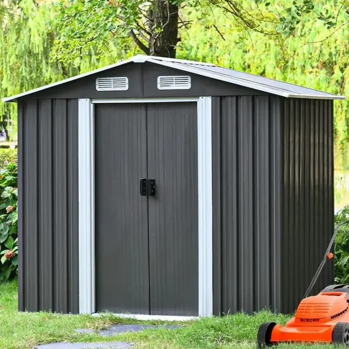 % un Abri de Rangement Extérieur en Métal avec Portes Coulissantes et ÉColorado, Armoire de Jardin,