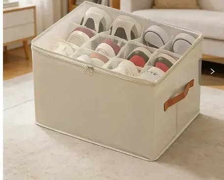 Organisateur de chaussures pliable en tissu Oxford avec couvercle, boîte de rangement anti-poussière