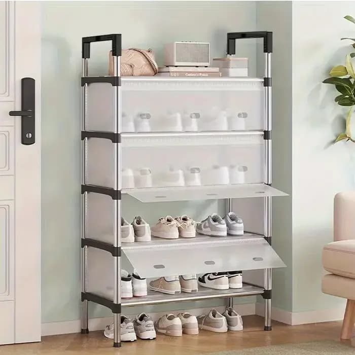 Étagère à chaussures multicouche avec structure métallique
