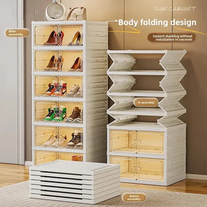 Meuble de rangement pliable transparent pour chaussures