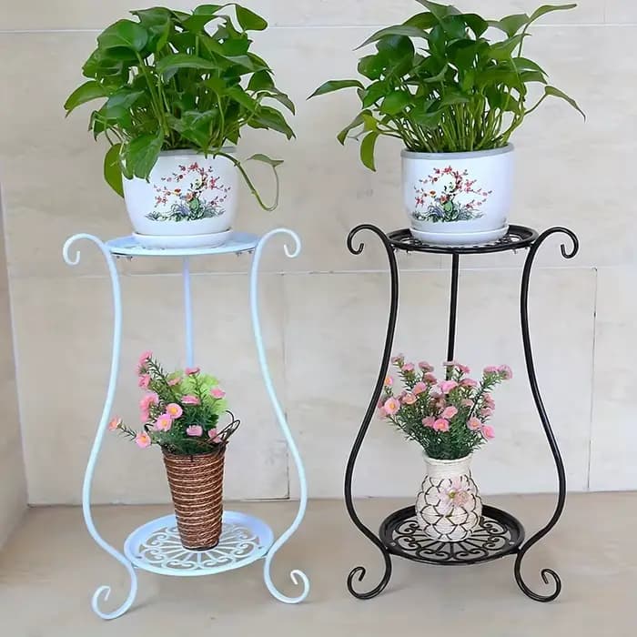 1pc support intérieur et extérieur Simple européen Double couche support de fleurs Pot de fleur salo