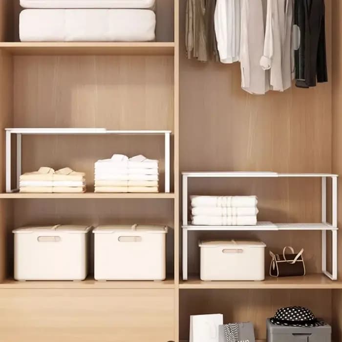 Organisateur de garde-robe télescopique empilable d'étagère de placard rétractable