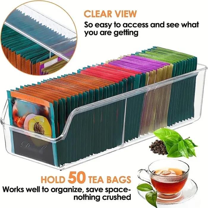 Boîte de rangement transparente pour sachets de thé