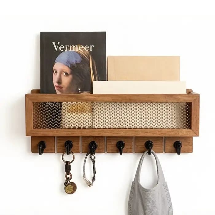 Étagères de rangement en bois pour vêtements et chapeaux