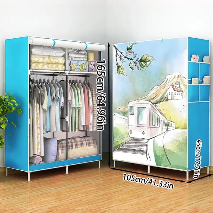 1 armoire portable pour vêtements avec housse en tissu non tissé, rangement anti-poussière pour chambre à coucher, armoire démontable et assemblable, armoire pour salon, armoire robuste et durable, le