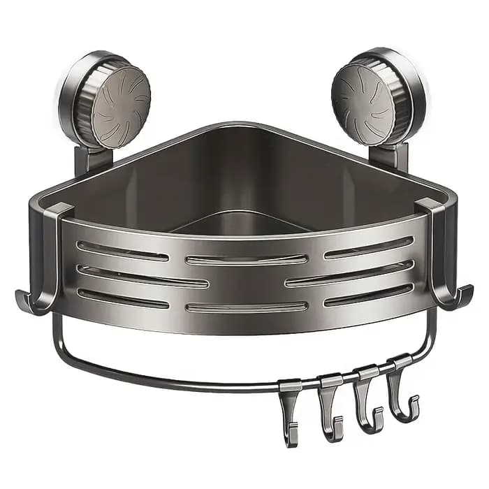 Étagère de salle de bain à ventouse peu encombrante, aucun perçage requis, support triangulaire soli