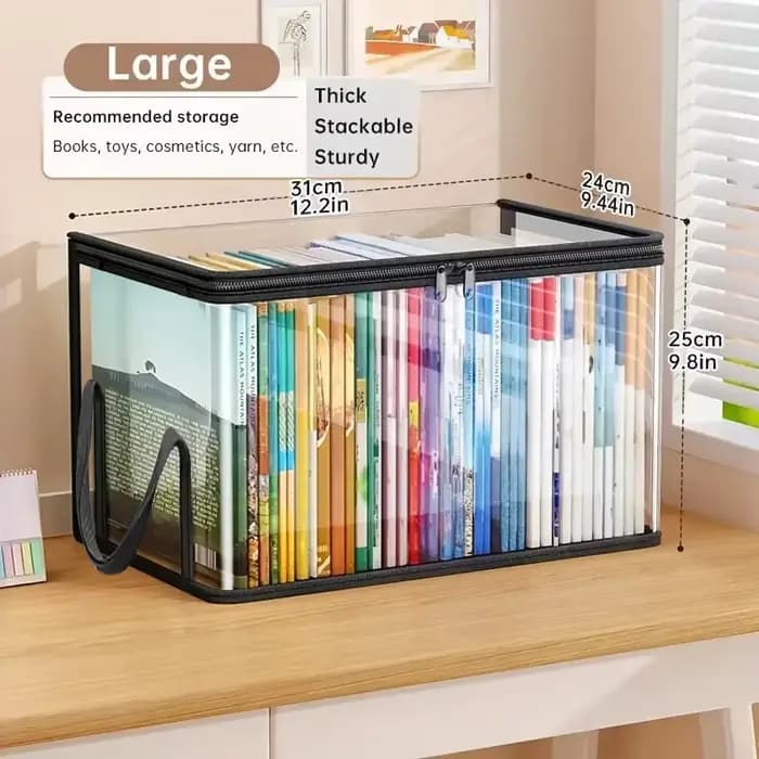 Boîte de rangement en PVC transparent | Couvercle rabattable et fenêtre de vue | Organisateur multi-usage pour jouets