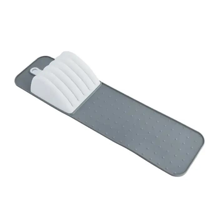Organisateur de couteaux de qualité supérieure – Tapis à couteaux antidérapant à prise souple avec 5
