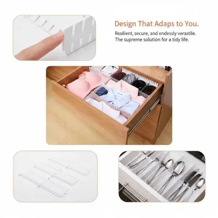 Ensemble de 4 panneaux de séparation ajustables pour rangement domestique