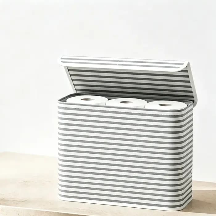 1PC 2L Support de rangement pour papier toilette gris – Peut contenir 9 à 12 rouleaux
