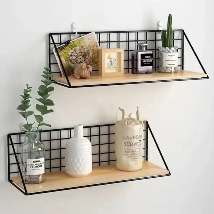 Étagères murales de style simple sans perçage, panier de rangement multifonctionnel pour chambre à coucher, décoration murale, gain de place