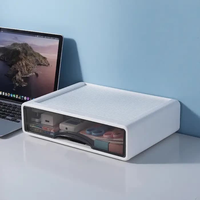 Boîte de rangement en plastique gris pour lettres de bureau