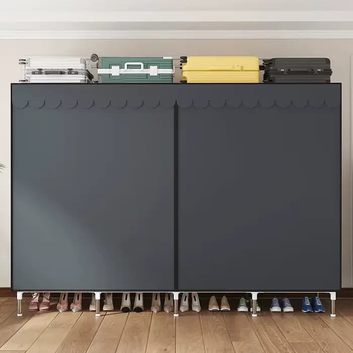 Armoire, chambre à coucher à domicile, assemblage facile, tuyaux en acier robustes et durables, salle de location de petite taille, armoire
