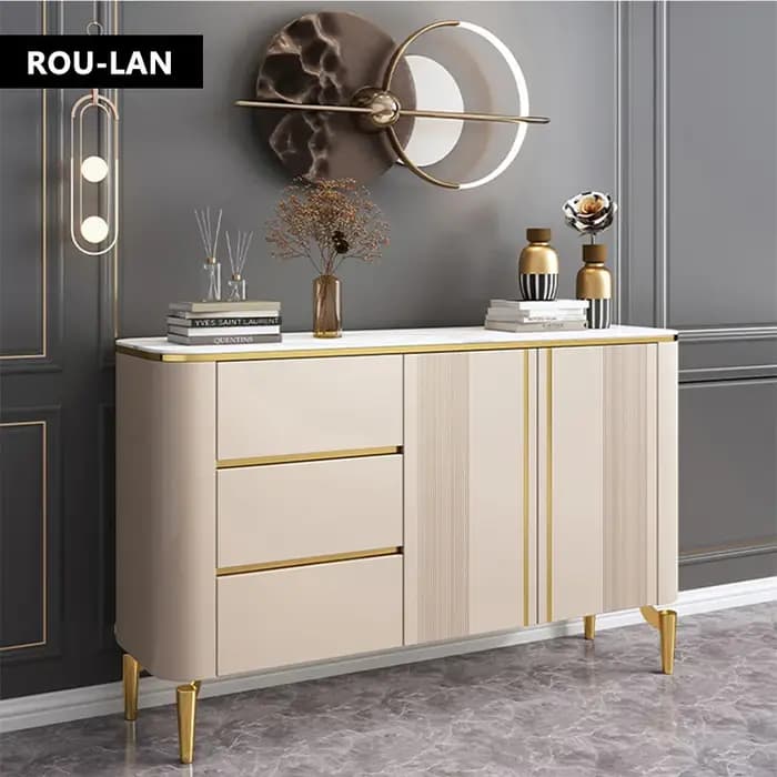 Armoire de rangement en marbre pour salle à manger, buffet de salle à manger, armoire d'entrée de salon, table d'appoint simple et moderne, luxe abordable