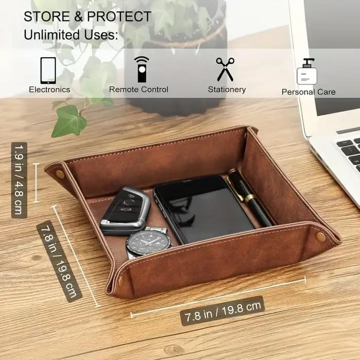 Boîte de rangement créative en cuir pour bureau