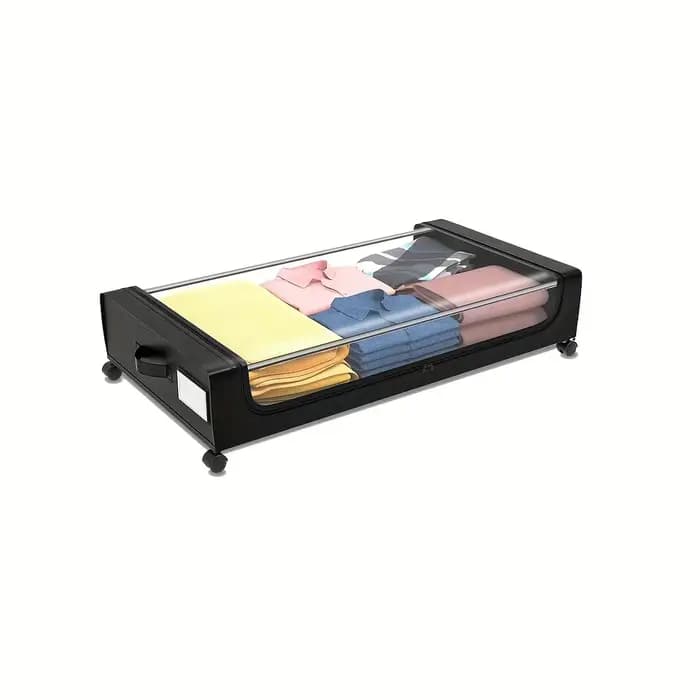 Conteneur de rangement sous le lit 2026 avec roulettes et couvercles, organisateur coulissant gain de place pour vêtements, chaussures, chambre, dortoir, usage domestique