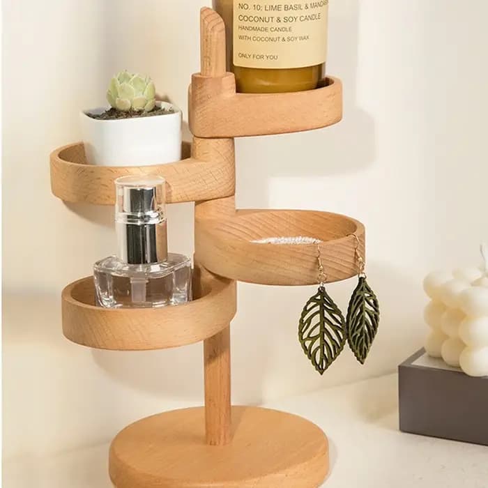 Support de rangement rotatif multicouche en bois, porte d'entrée, support de rangement pour clés, bo