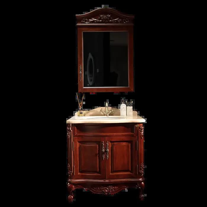 Vanité d'armoire de salle de bain en bois sur pied de style classique européen