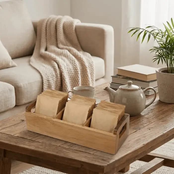 Boîte de rangement en bois pour sachets de thé