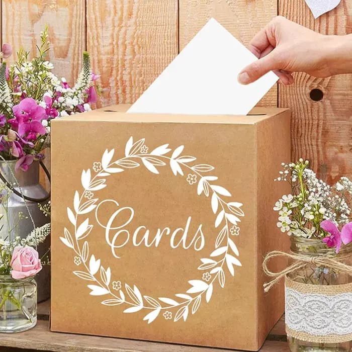 Boîte à cartes de mariage blanche et noire pour fournitures de fête