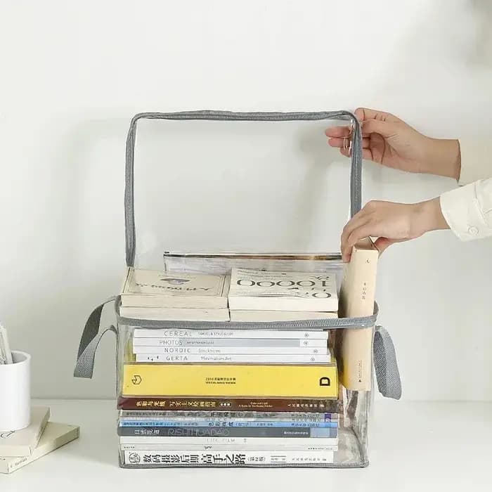Boîte à livres pliable, organisateur de livres pour dortoir d'étudiants, boîte de rangement transparente et étanche pour la maison