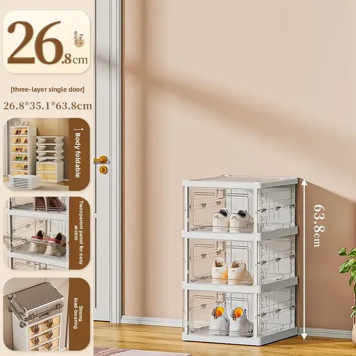 Meuble de rangement pliable transparent pour chaussures