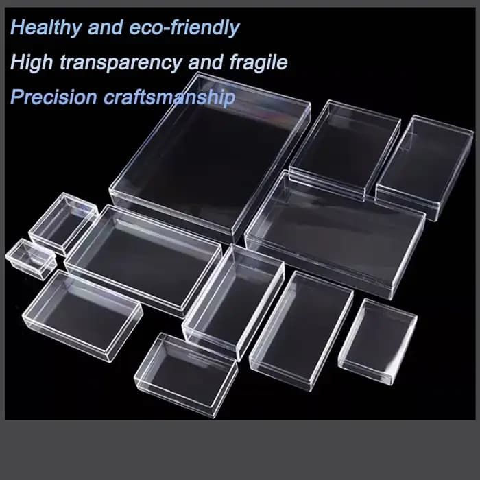 Boîte rectangulaire transparente en plastique avec couvercle, boîte de présentation, boîte de rangem