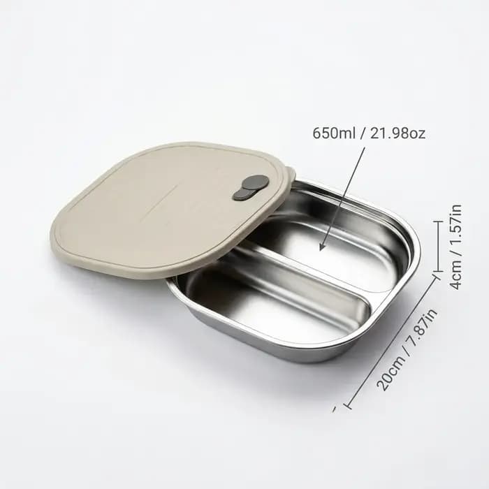 Boîte à bento en acier inoxydable 304 compatible micro-ondes, pour adultes et enfants, avec comparti