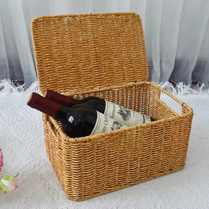 Boîte de rangement surdimensionnée tissée en rotin