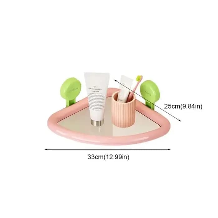 Étagère d'angle murale triangulaire en plastique à ventouse