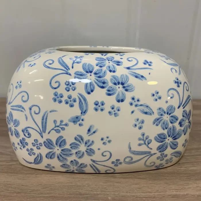 Boîte à mouchoirs en porcelaine bleue et blanche, porte-mouchoirs en céramique vintage, boîte de ran