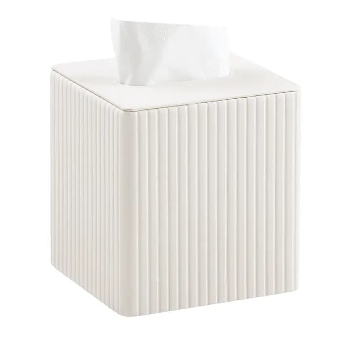 Boîte à mouchoirs carrée en cuir rayé | Porte-serviettes de luxe minimaliste | Distributeur de t