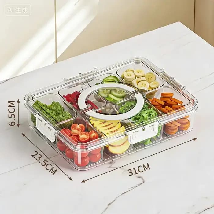 Boîte de rangement pour collations à 4/8 compartiments avec couvercle