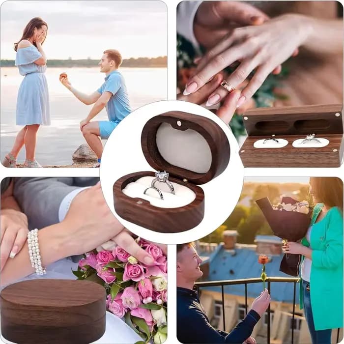 Proposition fiançailles jour de mariage bagues boîte en bois Simple porte-anneau