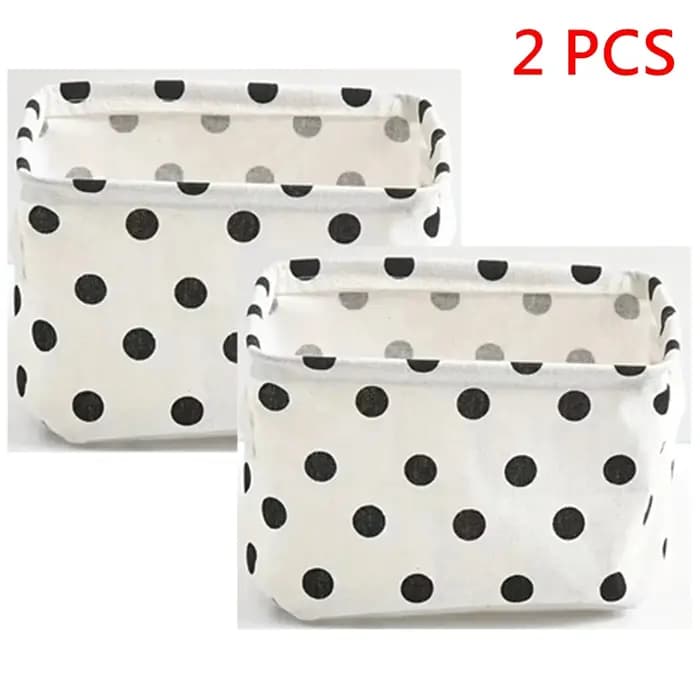 Boîte de rangement mignonne à pois noirs et blancs avec poignée