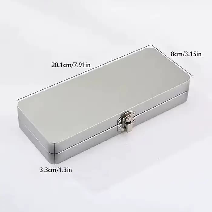 (Nouveau) 1 boîte rectangulaire en métal gris argenté avec couvercle, idéale pour ranger les facture