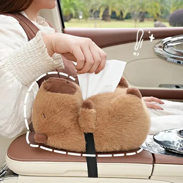 Kapibala-Boîte de Rangement de Mouchoirs de Voiture, Seau de Dessin Animé, Peluche Mignonne, Accoudo