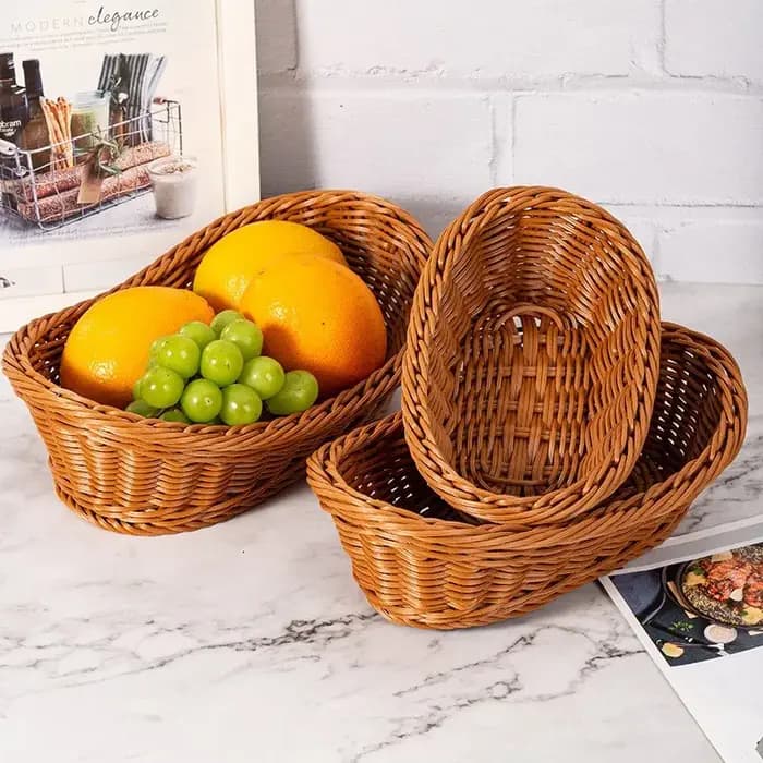 Ensemble de paniers à pain en plastique tressé, bacs de rangement carrés pour comptoir de cuisine, présentoir pour fruits, légumes, collations, pains, pour la maison et le bureau