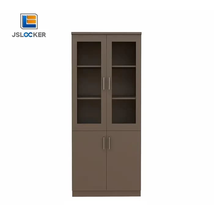 Armoire de bureau moderne, classeur en acier à deux portes en verre, armoire de rangement en métal m