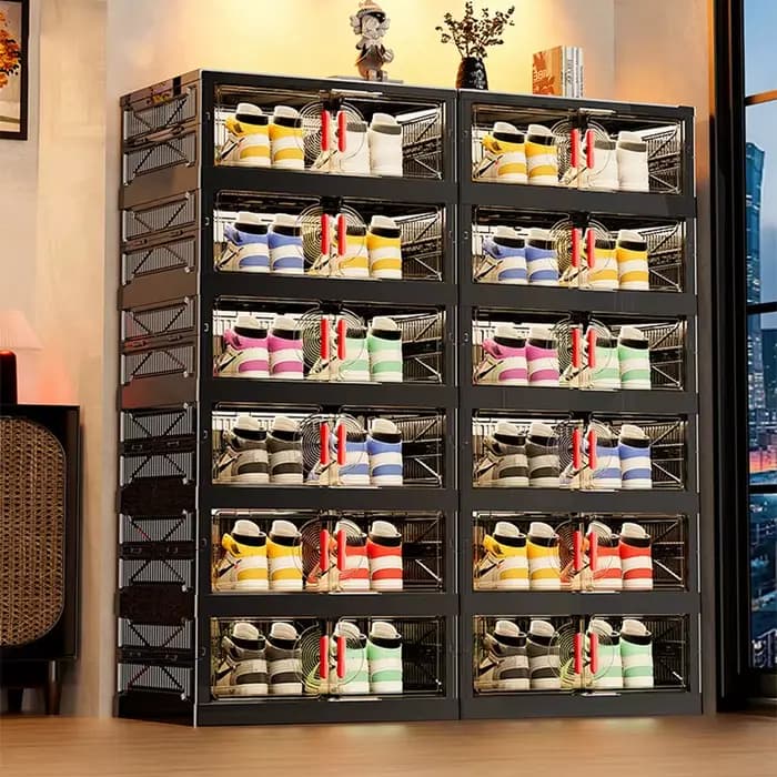 Meuble de rangement pliable multi-niveaux grande capacité pour chaussures et snacks