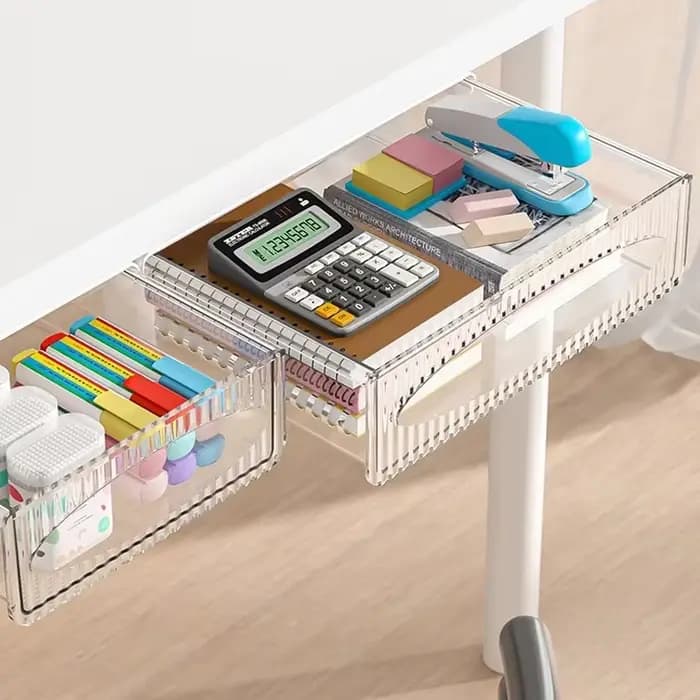 Nouvelle boîte de rangement dissimulée avec trous perforés sous le bureau