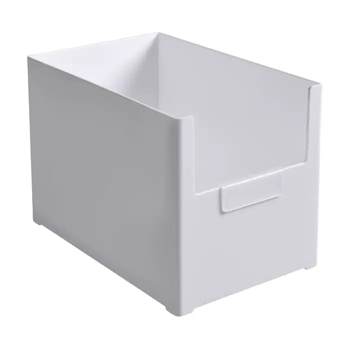 Boîte de rangement en plastique à ouverture frontale, multifonctionnelle, durable, empilable, organi