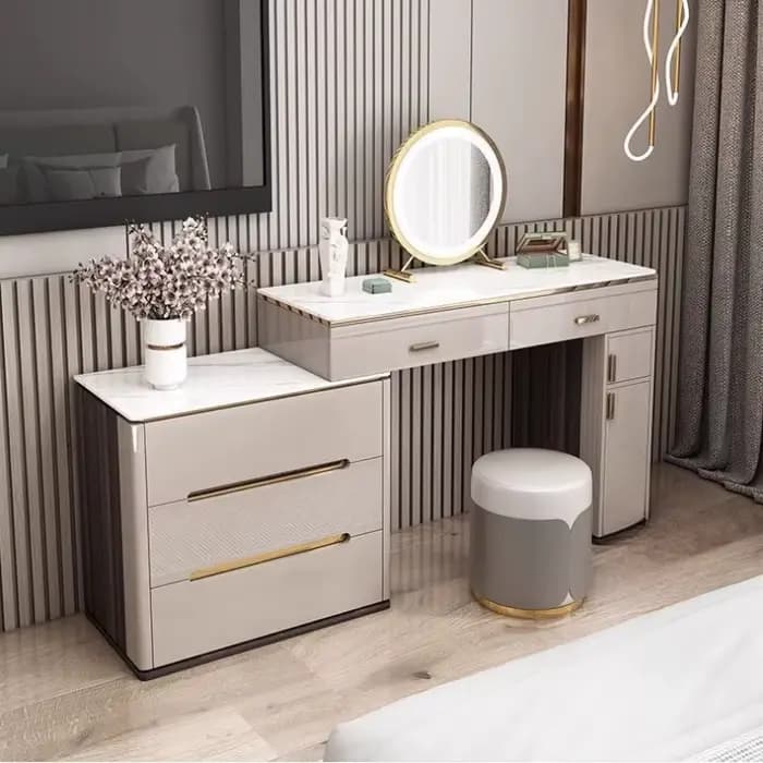 Organisateur de rangement coiffeuse tabouret moderne en bois massif