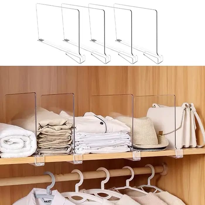 Lot de 2/4/6/8 organiseurs transparents pour étagères de placard