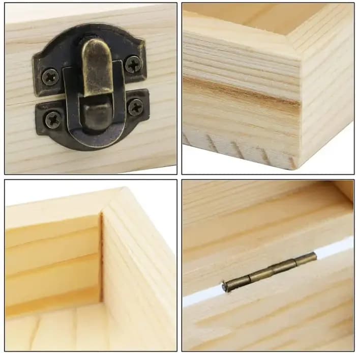 Boîte de rangement en bois avec couvercle à charnière
