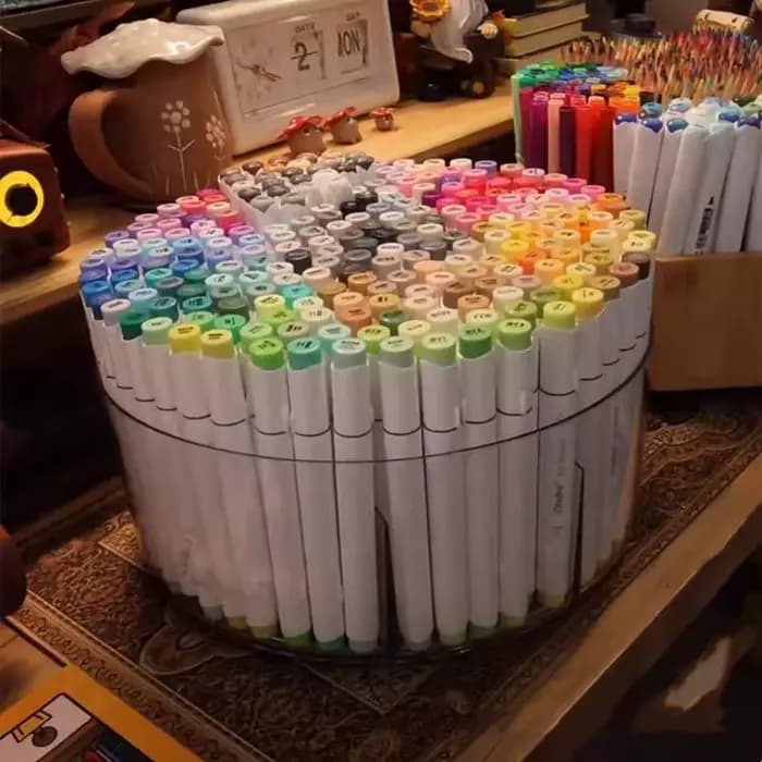 Boîte de rangement pour stylos marqueurs rotatifs