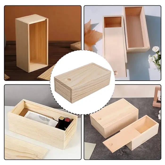 Boîte de rangement en bois de pin