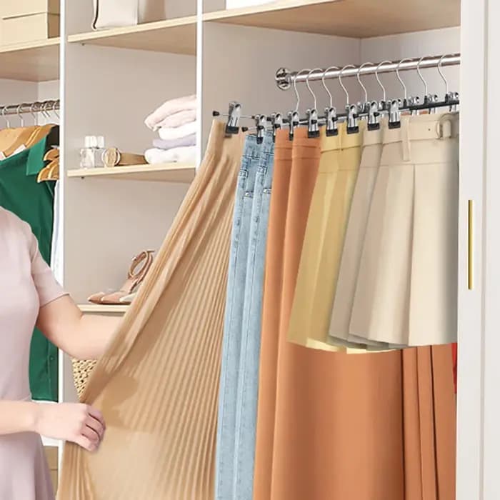Garde-robe maison vêtements support de séchage jupe pince sans couture en acier inoxydable pantalon