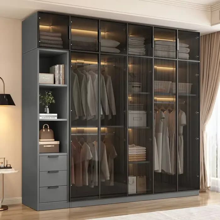Esthétique noir Dressing armoire affichage étanche luxe placard