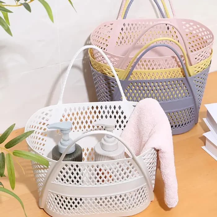 Panier de rangement ménager multifonctionnel en plastique avec drainage